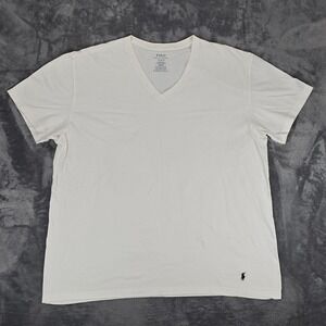 Polo Ralph Lauren T Shirt Mens XL White V Neck Classic Fit Casual Preppy